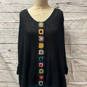 black granny square sweater